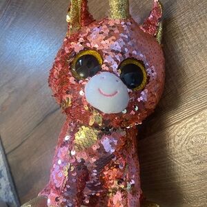 Ty Pink and Gold Sequin Stuffed Unicorn